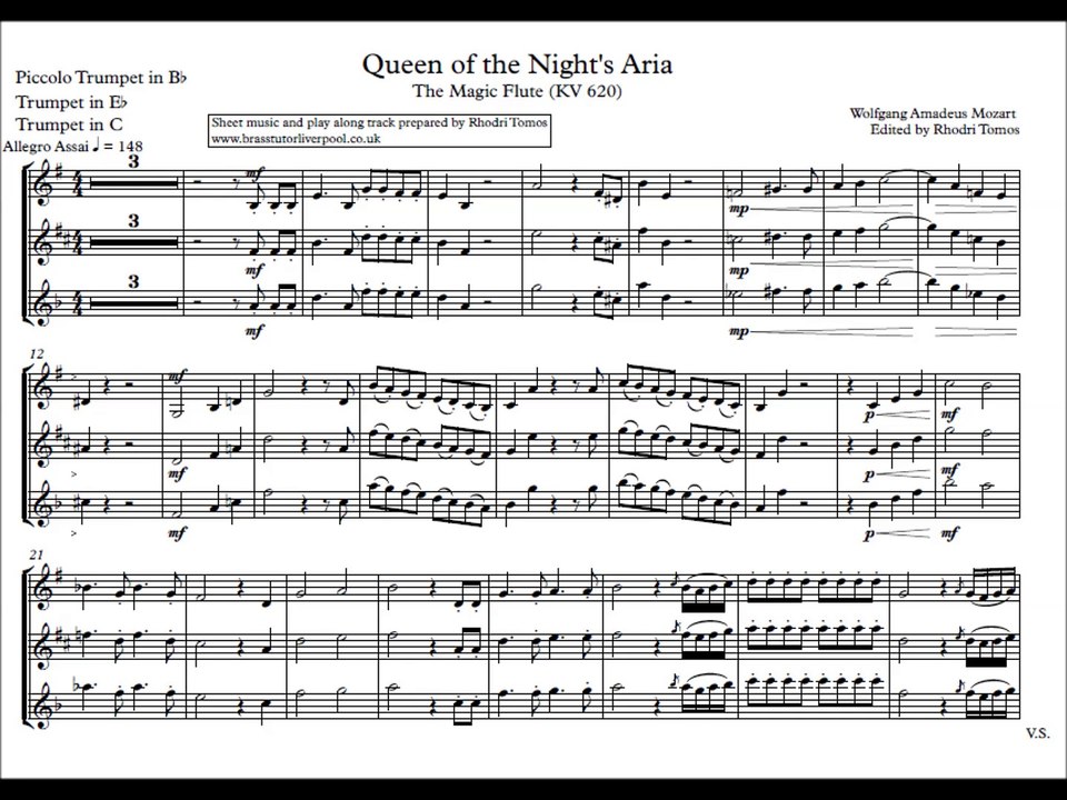 [Accompaniment] Mozart - Queen of The Night Aria KV620 [Sheet music]