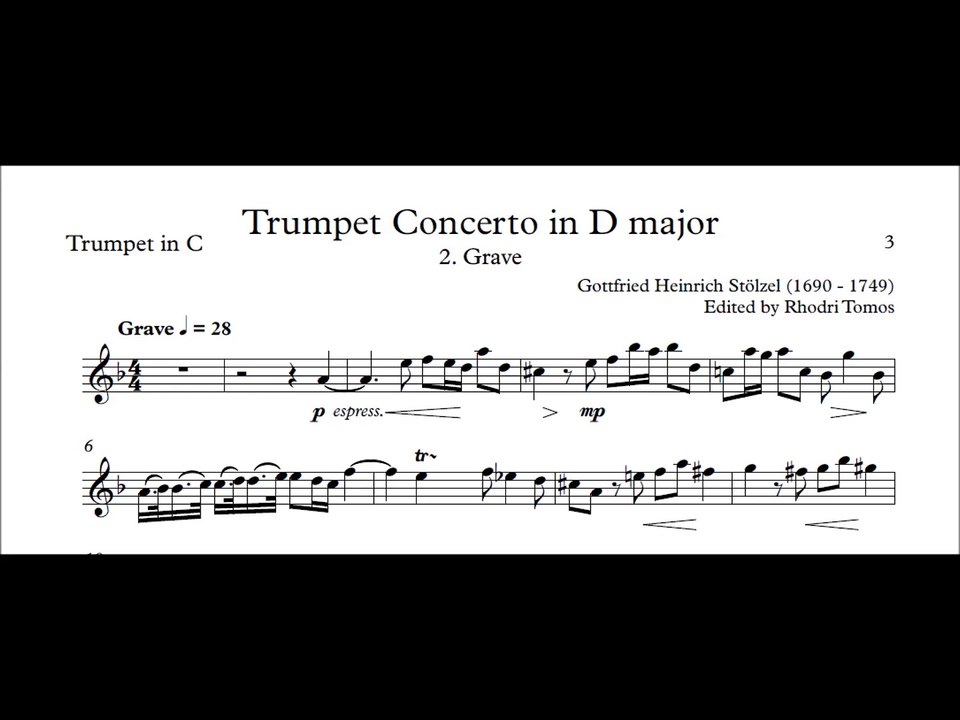 [Accompaniment] Stölzel Concerto in D major, HauH 5.3 2. Grave [Sheet music]