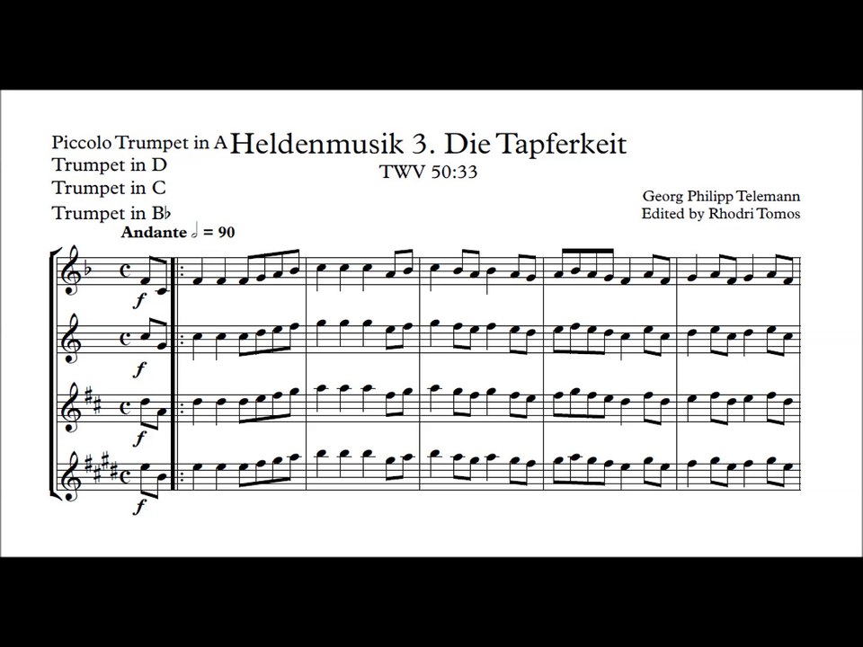 [Accompaniment] Telemann Heroic Marches 3. La Vaillance [Sheet music]