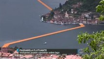 Passarela em lago italiano permite que público caminhe sobre a água