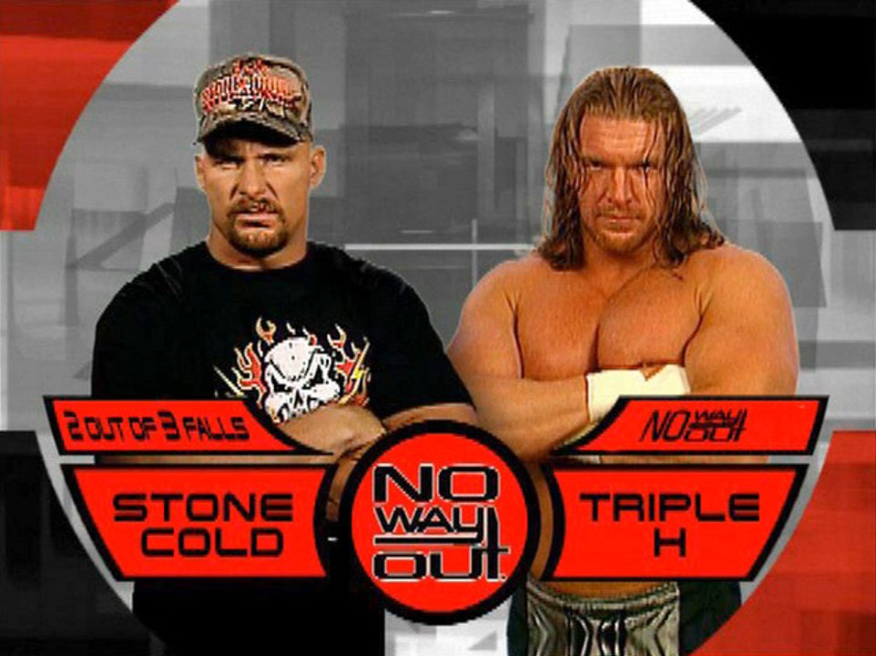 2 out of 3 falls Austin vs HHH-No Way Out 2001