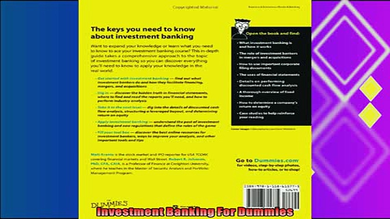 complete  Investment Banking For Dummies