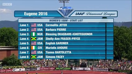 100m F - DL Eugene, 28 mai 2016