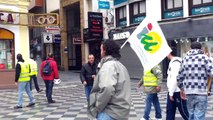 Entrada del pikete de portuarios en la plaza alta. Huelga General 29 M. Algeciras