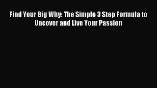 Read Find Your Big Why: The Simple 3 Step Formula to Uncover and Live Your Passion PDF Online