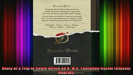 READ book  Diary of a Trip to South Africa on R MS Tantallon Castle Classic Reprint Full Free
