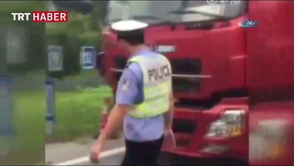 Polisi şaşkına çeviren sürücü