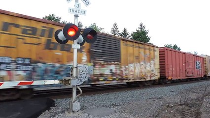 Eastbound CSX Mixed Freight At Last Second Through Batavia NY 8-23-14