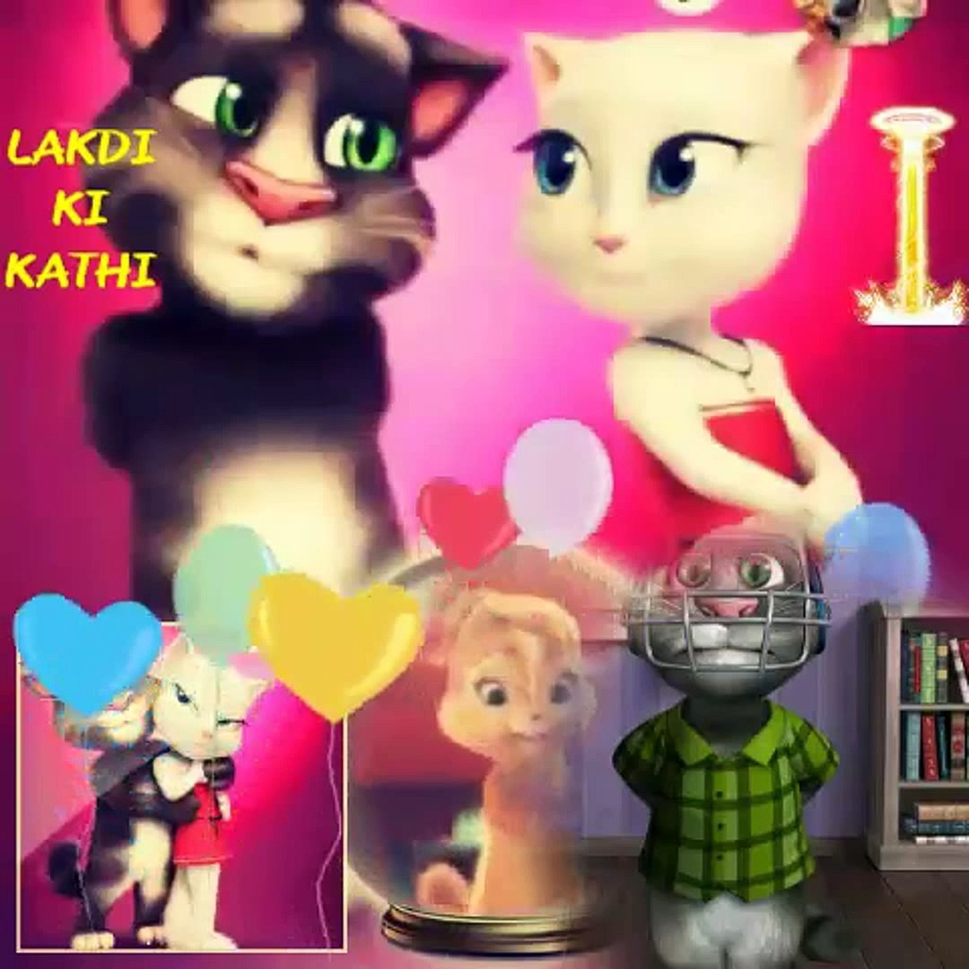 Lakdi Ki Kathi Kathi Pe Ghoda Hindi Song Poem Talking Tom Angela with chipmun