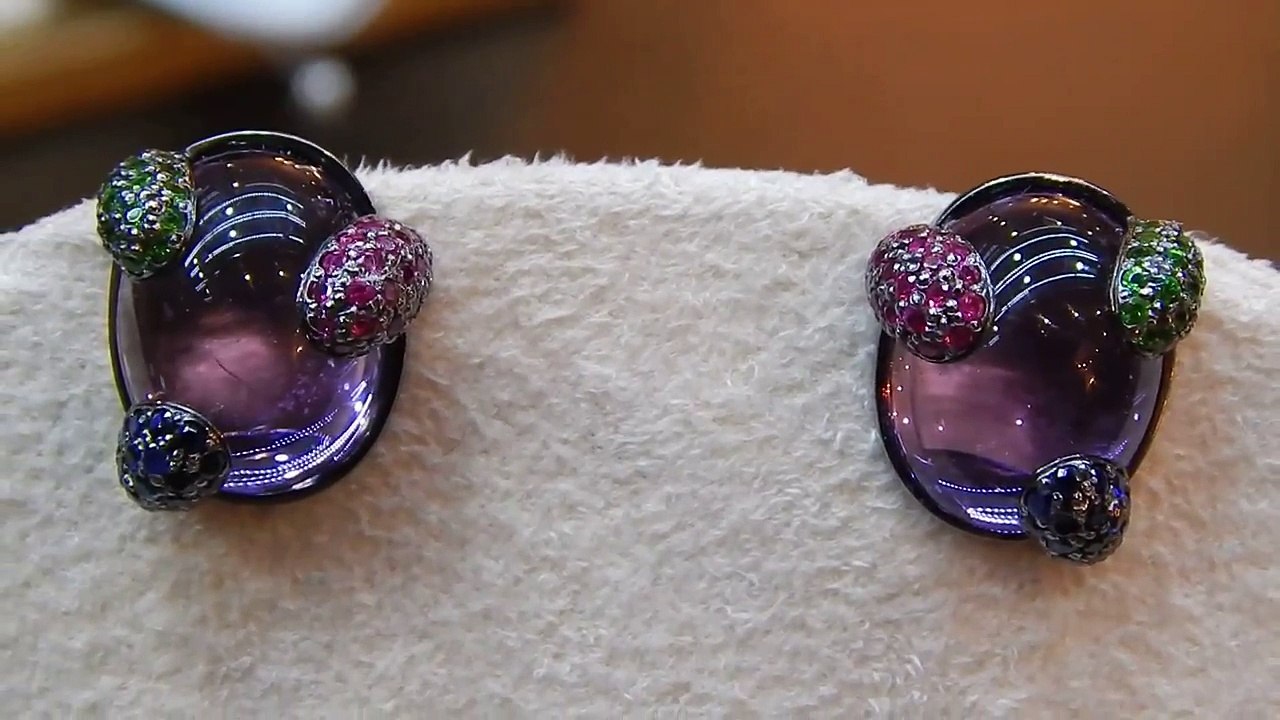 серьги "Смоленские бриллианты" аметист 15 карат коллекция "Леденцы"