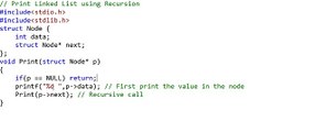 10. Print elements of a linked list in forward and reverse order using recursion