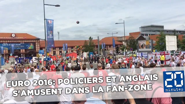 Euro 2016: Policiers et fans anglais s'amusent dans la fan-zone