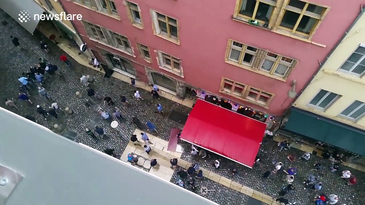 England fans and hooligans fight in Lyon