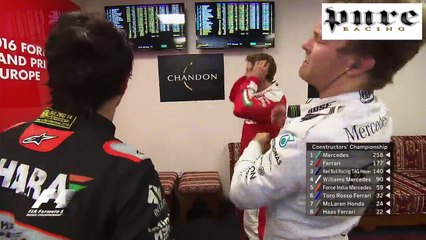 F1 (2016) European GP - Rosberg hits himself in the face