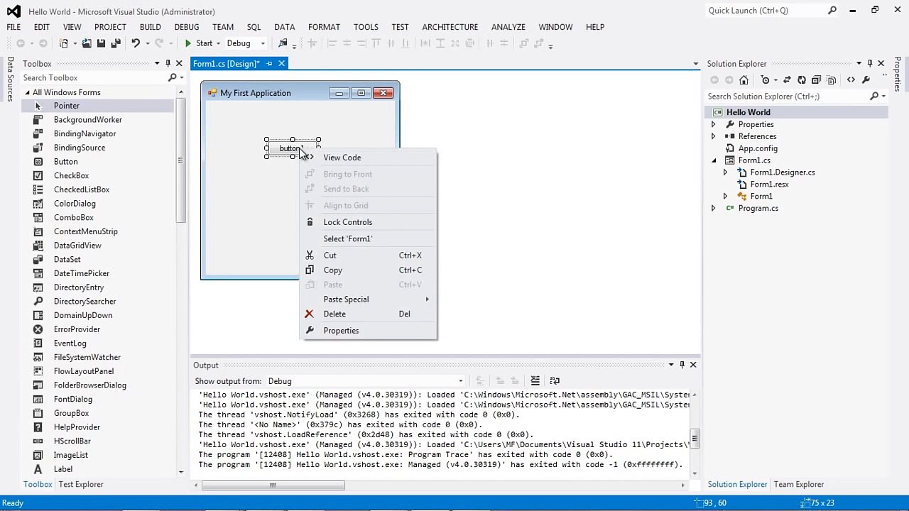 Visual Studio First Program _Tahirsoft