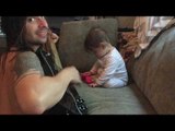 Cute Baby Dances When Her Dad Plays Guitar