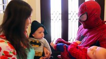 Spiderman Babysitting FAIL 2 BABIES Superhero Spider Man IRL Baby Sitting In Real Life   Batman Bab