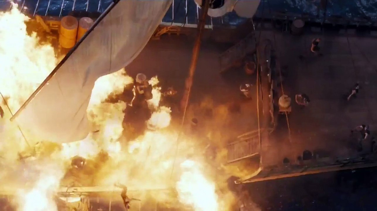 Game of Thrones  - Dany and her dragons setting the ships on fire.