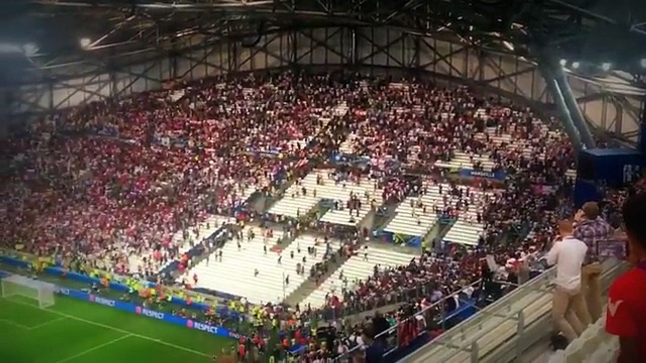 Fighting After match  Russian and England fans - EURO 2016