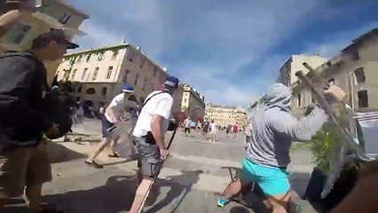 (GO PRO) Russian hooligans vs England fans Euro 2016