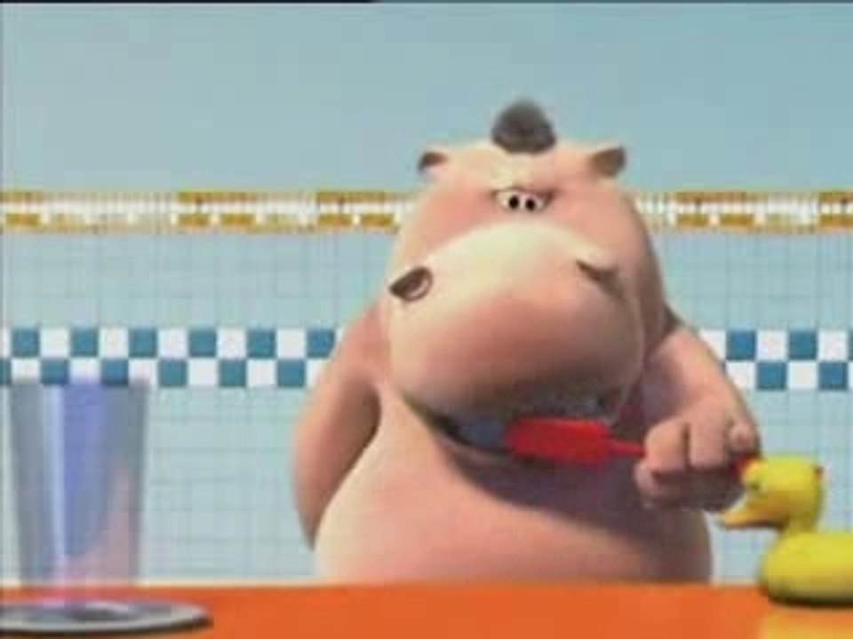 Hippo and Dog Brushing Teeth -)