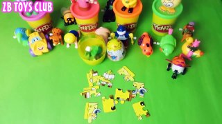 Play Doh Peppa pig Kinder surprise eggs Spongebob