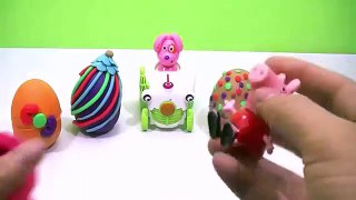 RAINBOW DOG CARS & SPIDERMAN MINIONS!!! Play Doh Surprise Eggs Peppa Pig Español