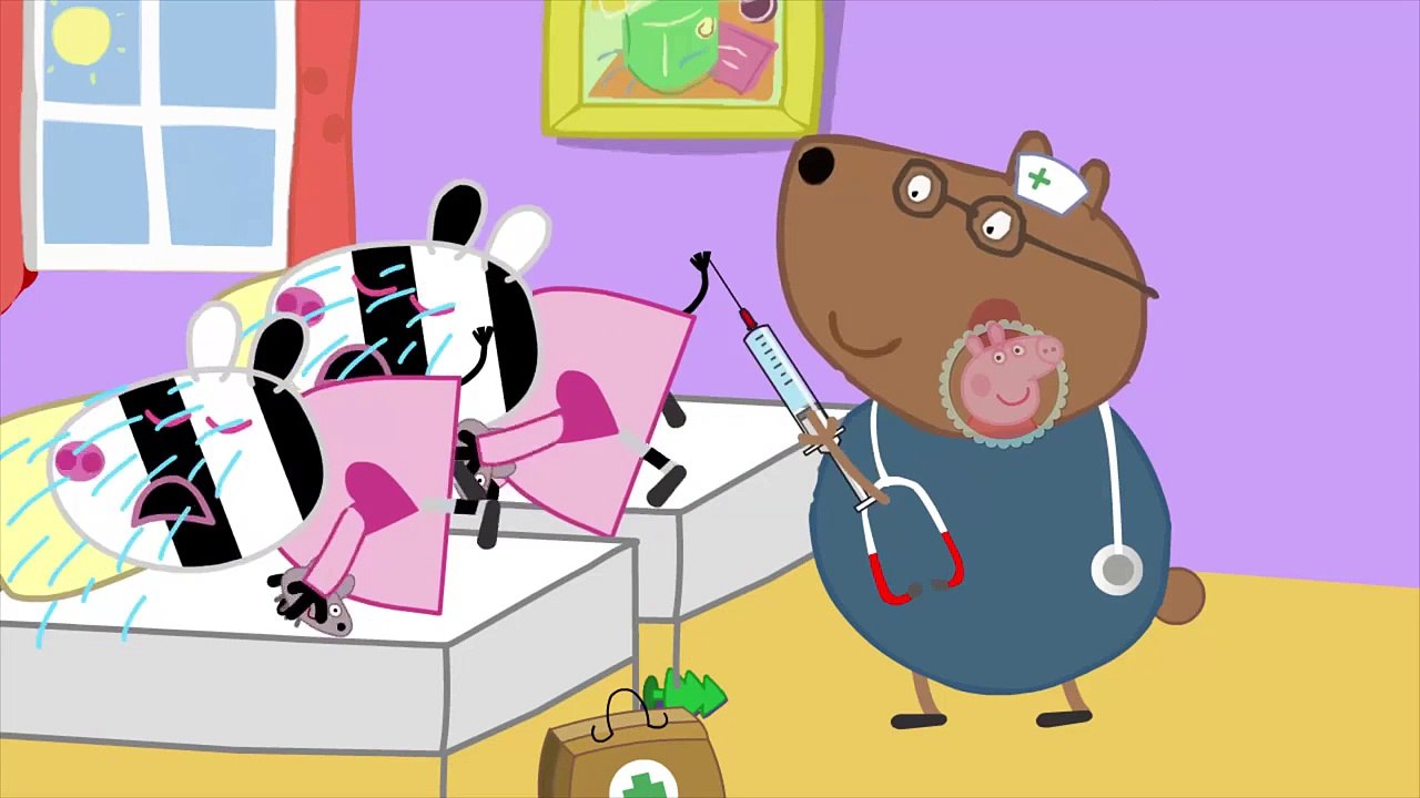 Peppa Pig Younger Brother Candy Cat fall down and in injecting Doctor Funny Story By Pig TV