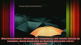 READ FREE FULL EBOOK DOWNLOAD  Macroeconomics McGrawHill Economics 9th ninth Edition by Colander David published by Full Ebook Online Free
