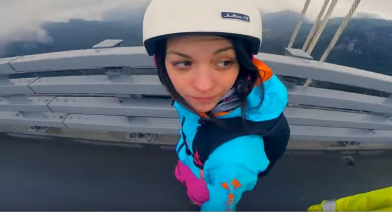 Zero Fox Given  Police Grab BASE Jumper, But She Jumps Anyways!