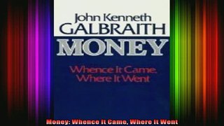 READ book  Money Whence It Came Where It Went Full Free