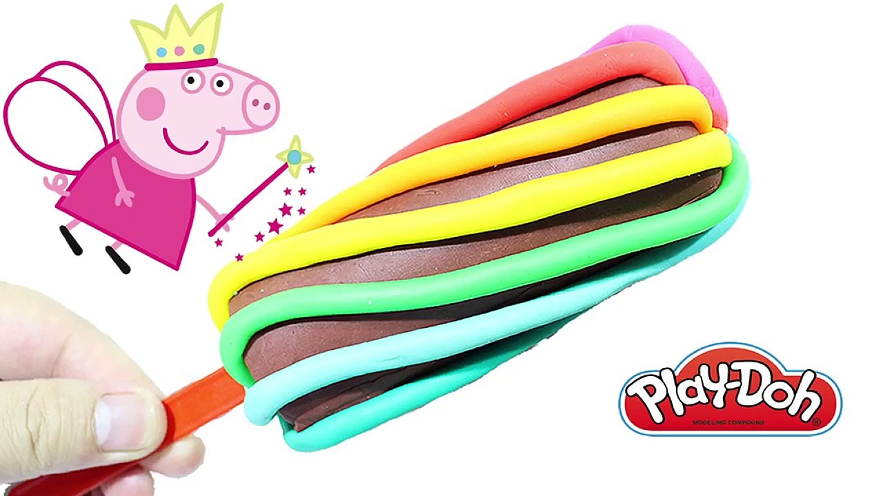 FROZEN PLAY DOH TOYS! - CREATE playdoh IceCream cup rainbow Along peppa pig videos Kids