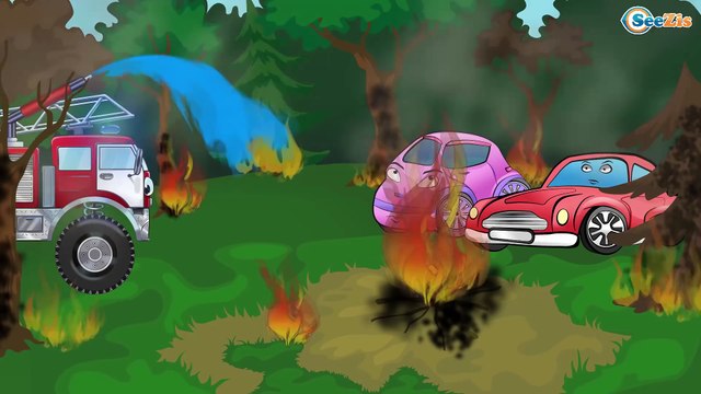 Dessins animés pour bébés. Camion de pompiers, Camion, Voiture de police pour enfants
