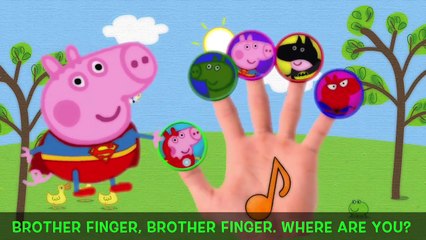 Peppa Pig George Peppa Pig Super Hero Costumes in Finger Family Song! ABC Song Bus Song