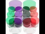 12 Piece Clear Jars with Colored Lids/20 ML; small clear plastic jars, small plastic container