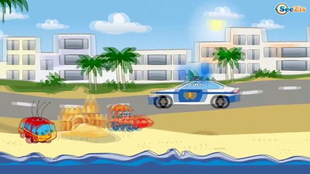 The Police Car - Real City Heroes. Racing Cars, Fire Truck with Ambulance Cartoons for Children