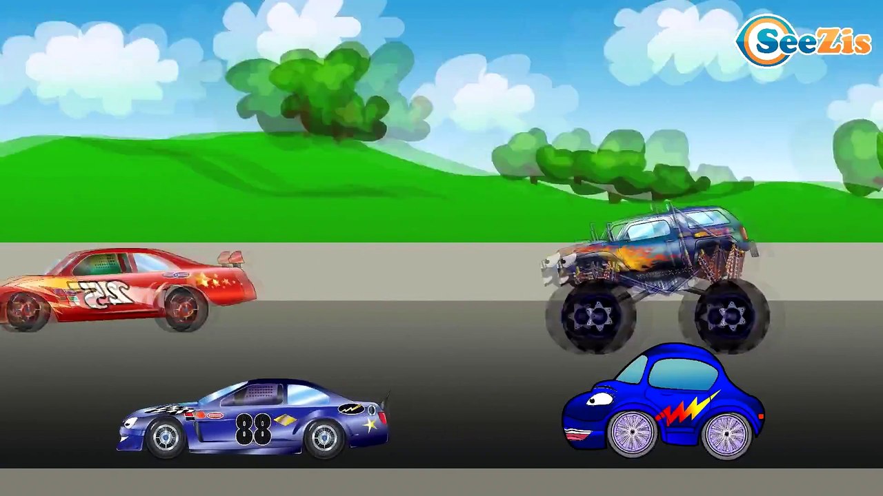 Monster Truck For Children - 1 hour compilation with Police Car Vehicles - Cartoons for kids