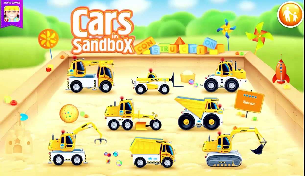 Cars in sandbox  Construction Vehicles - Bulldo...