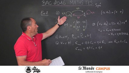 Maths TES - exercice de spécialité - bac 2016