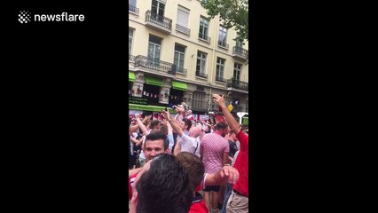 Thousands of England fans sing Robbie Williams' Angels in Saint-Étienne