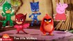 Peppa pig crying Pj masks saves her of red angry birds funny story 5 little monkeys nursery song