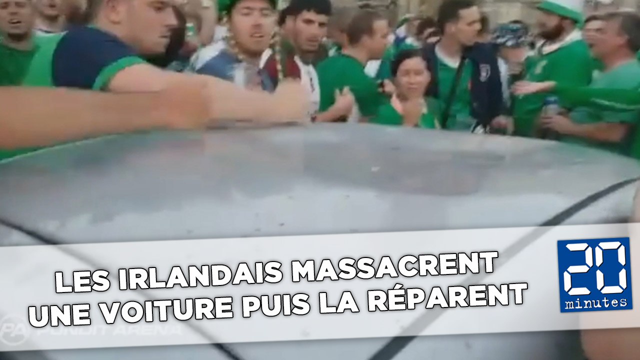 Euro 2016: Les supporters Irlandais massacrent une voiture puis la réparent