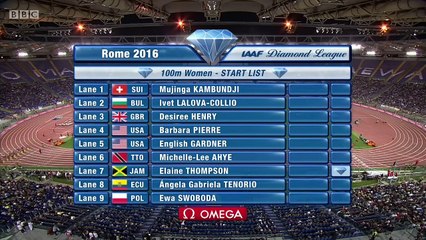 100m F, DL Rome, 02 juin 2016 (Elaine Thompson en force)