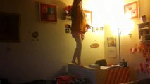 KID JUMPING OFF OF BED! Slow-Mo