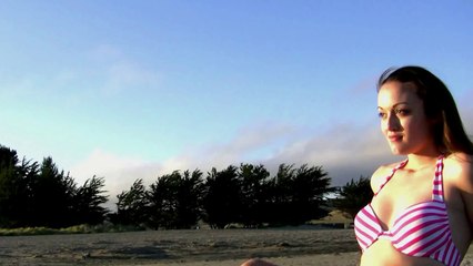 Bikini Girl Kickboxing Practice Session On Beach
