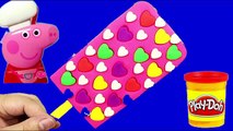 PLAY DOH CREAM PINK!   MAKE Heart Rainbow Ice Cream playdoh with Peppa Pig kids toys