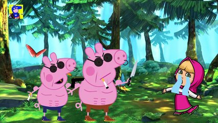 Peppa Pig Gangters kidnapping Masha Action Story Finger Family Nursery Rhymes new episode Parody
