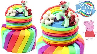 play doh rainbow my pony - make my pony cake vs peppa pig toys