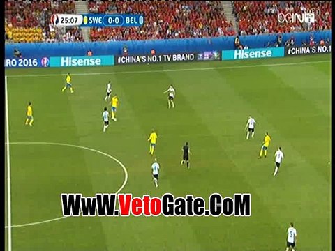 زلاتان إبراهيموفيتش يهدد مرمى بلجيكا بفرصة هدف