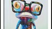 Title : Hand Painted Oil Painting Abstract Frog with Glasses Pop Art Canvas Wa